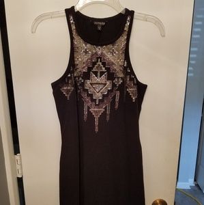Express Black Tribal sequin tank dress